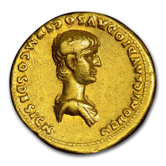 Roman Empire Gold Aureus Emperor Nero (54-68 AD) Ch VF NGC Roman Empire Gold Aureus Emperor Nero (54-68 AD) Ch VF NGC